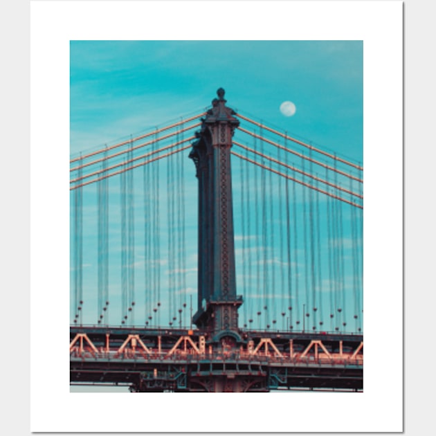 The Moon Above the Manhattan Bridge Wall Art by Kelly Louise Art